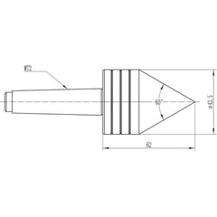 Live Tailstock Center MT2 1-5/8" Diameter with 60 Degree Point for Woodturning Lathe