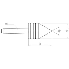 Live Tailstock Center MT1 1-1/4" Diameter with 60 Degree Point for Woodturning Lathe