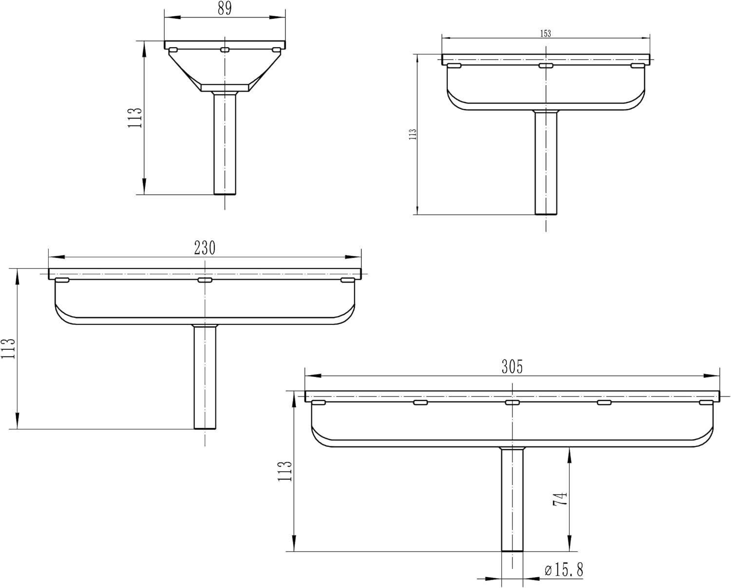 5/8" Dia Post 4pcs Set Straight Horizontal Support Tool Rest for Woodturning Lathe.