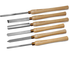 6pcs HSS Wood Lathe Chisel Set, Turning Tools, Woodworking Lathe Tools with Wooden Box, Bowl Gouge, Parting Tool, Round Nose Scraper, Oval Skew Chisel, Roughing Gouge and Spindle Gouge.