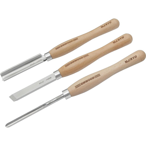 3PCS M2 Cryogenically Treated Steel Chisel set including Roughing Gouge, Spindle Gouge and Skew Chisels for WoodLathe,Woodturning Tools.