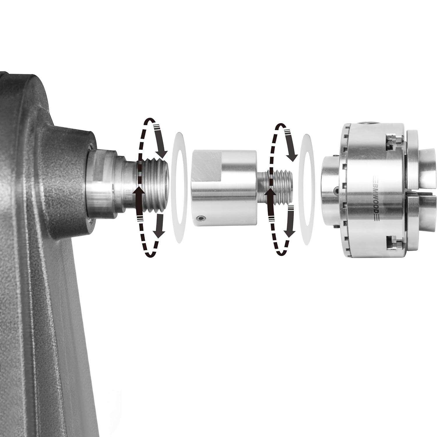 M33X3.5 Female to 1-1/4" x 8TPI Male Thread Adaptor, Woodworking Lathe Headstock Spindle Adaptor with Two Nylon Washers.