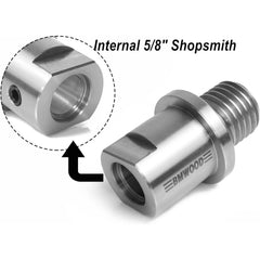 5/8" Shopsmith-Innengewinde auf 1" x 8TPI Außengewindeadapter, Spindelstockadapter für Drehmaschinen mit zwei Nylonscheiben. 