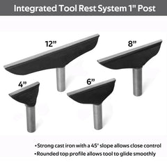 Integrated 12” Tool Rest with 1”(25.4mm) Post with Length 80mm for WoodTurning Lathes.