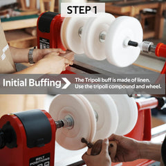 Woodworking Lathe Buffing System MT2 Mandrel,3-Step Buffing Wheel Kits 8 inch with 3pcs Polishing Cutting Compounds.